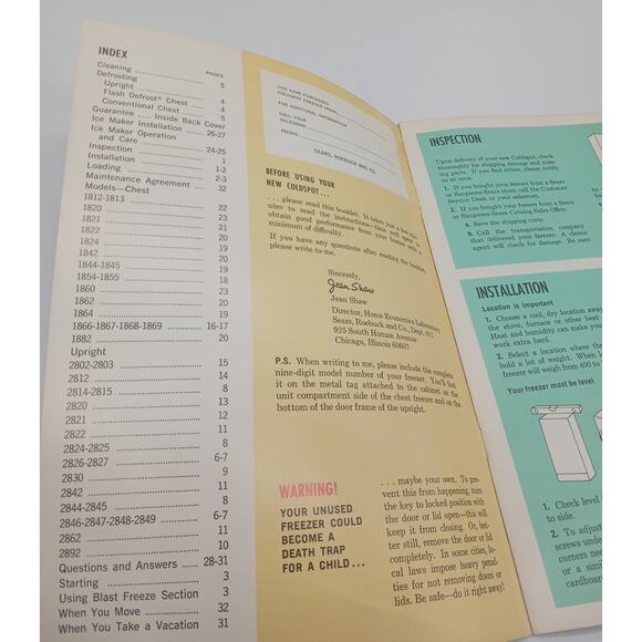 Sears Coldspot Cold Spot Freezer Owner's Guide Manual 1960s Vintage Booklet - Picture 2 of 12